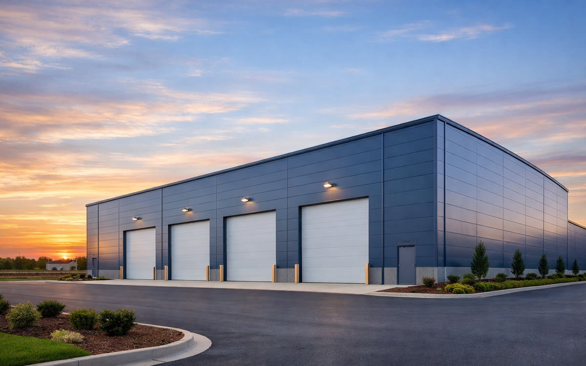 Completed prefabricated steel structure warehouse building for overseas project