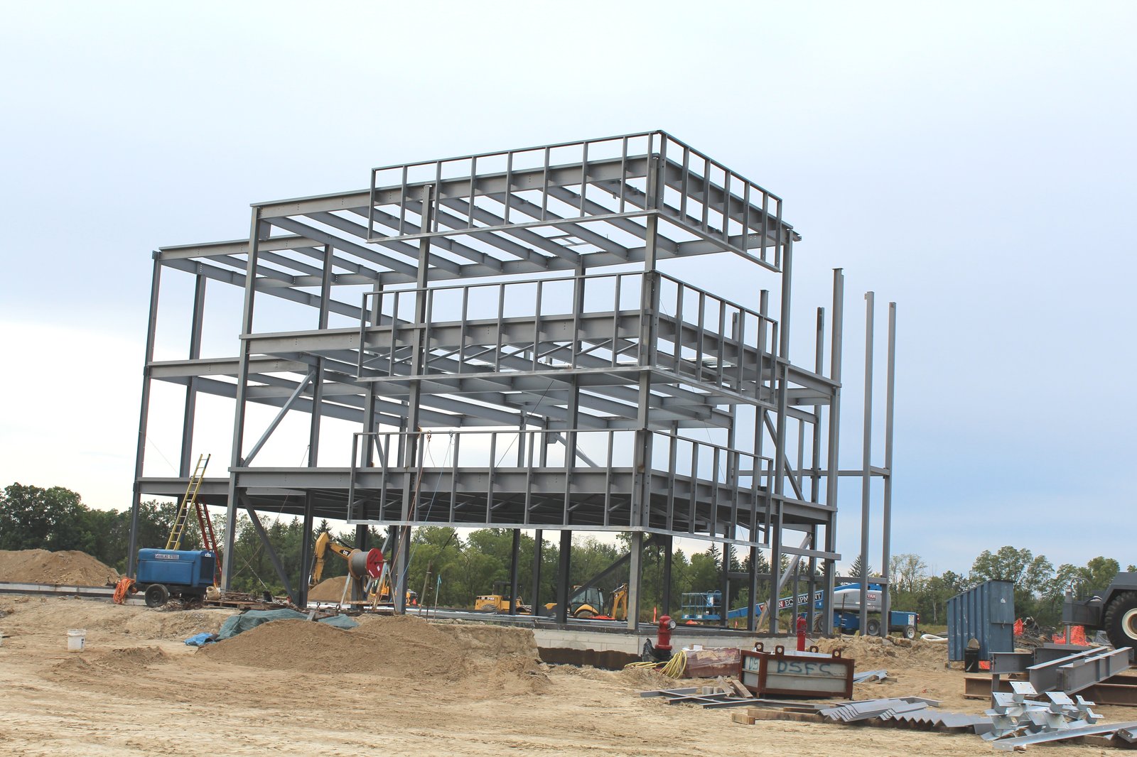 Real steel structure frame construction for a workshop or industrial building