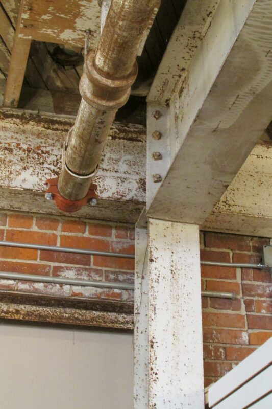 Bolted steel column to beam connection in an industrial steel building, structural detail for Malaysia projects