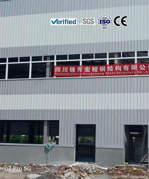 Completed prefab steel warehouse building for industrial and logistics projects