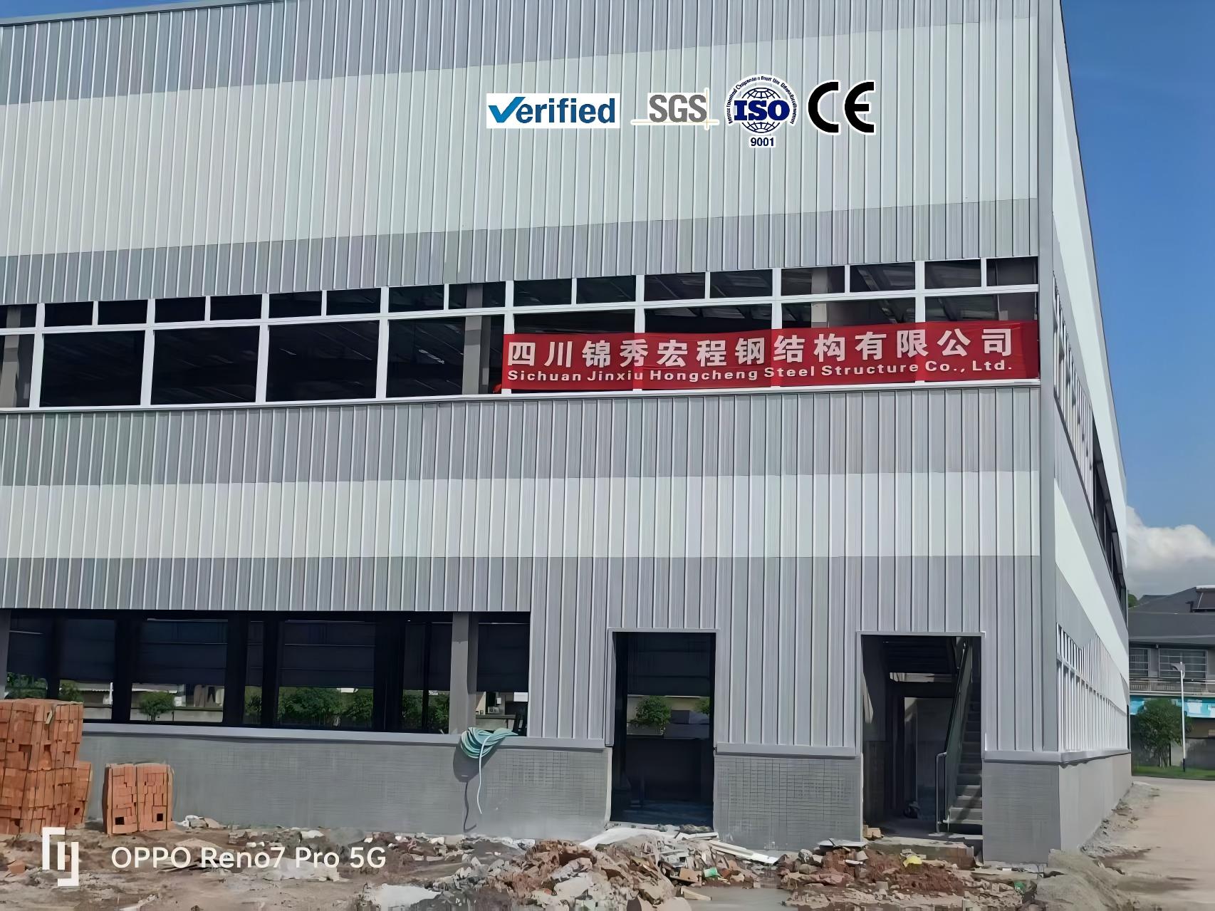 Completed prefab steel warehouse building for industrial and logistics projects