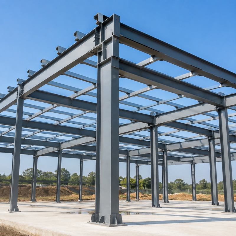 pre-engineered steel building frame assembly