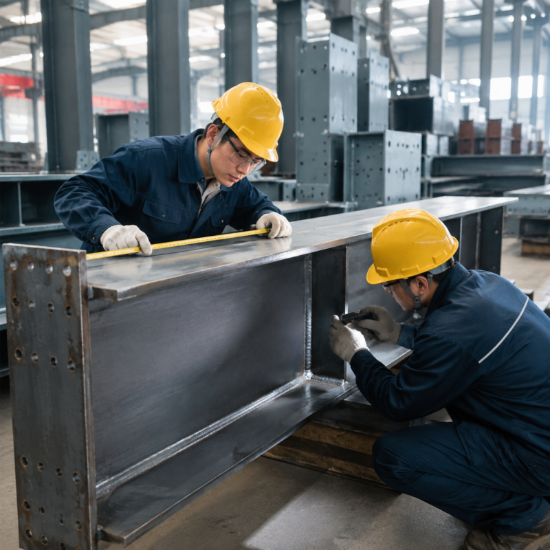 Factory inspection of prefabricated steel building members before shipment