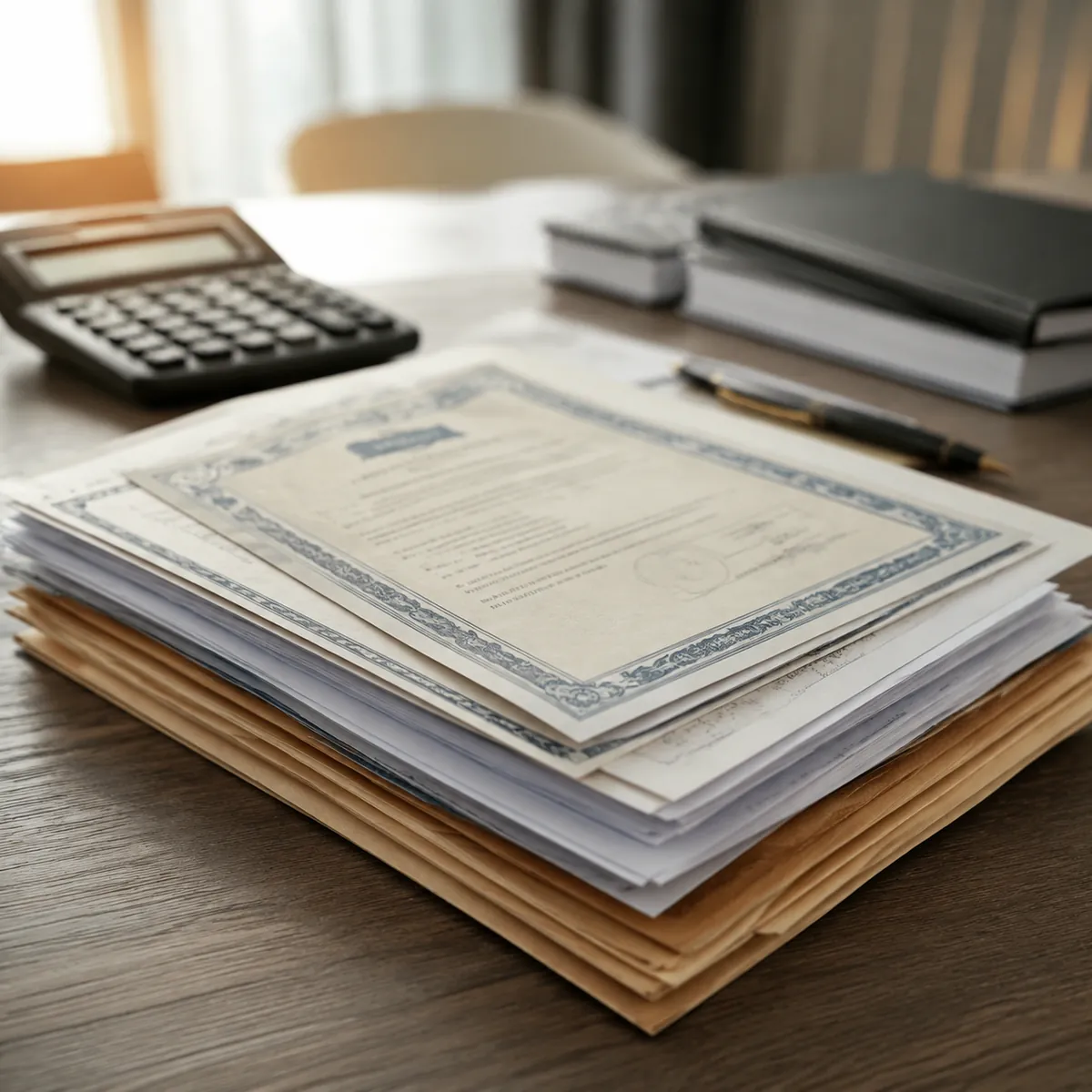 Letter of credit and bank documents on a desk
