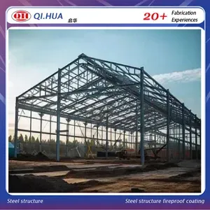 Steel warehouse construction project with prefabricated frame and cladding