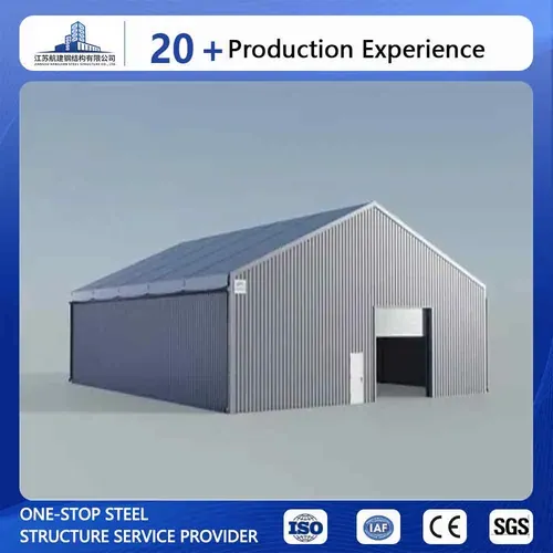Large steel warehouse roof with gutter and drainage systems