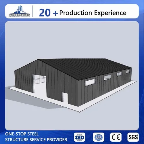 Steel warehouse roof drainage downpipe and cladding detail