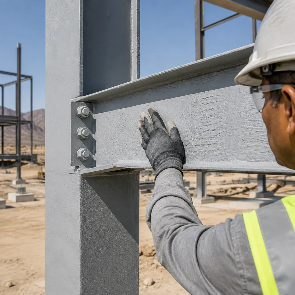 Coating inspection on a steel frame for desert corrosion protection