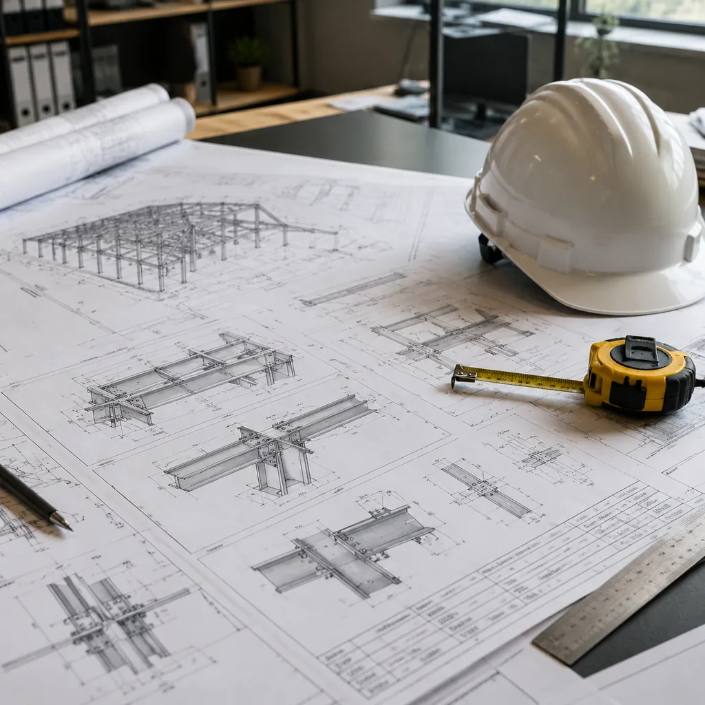 steel structure fabrication process - illustrative