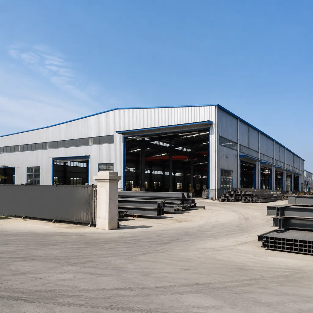 Steel building factory workshop exterior - illustrative