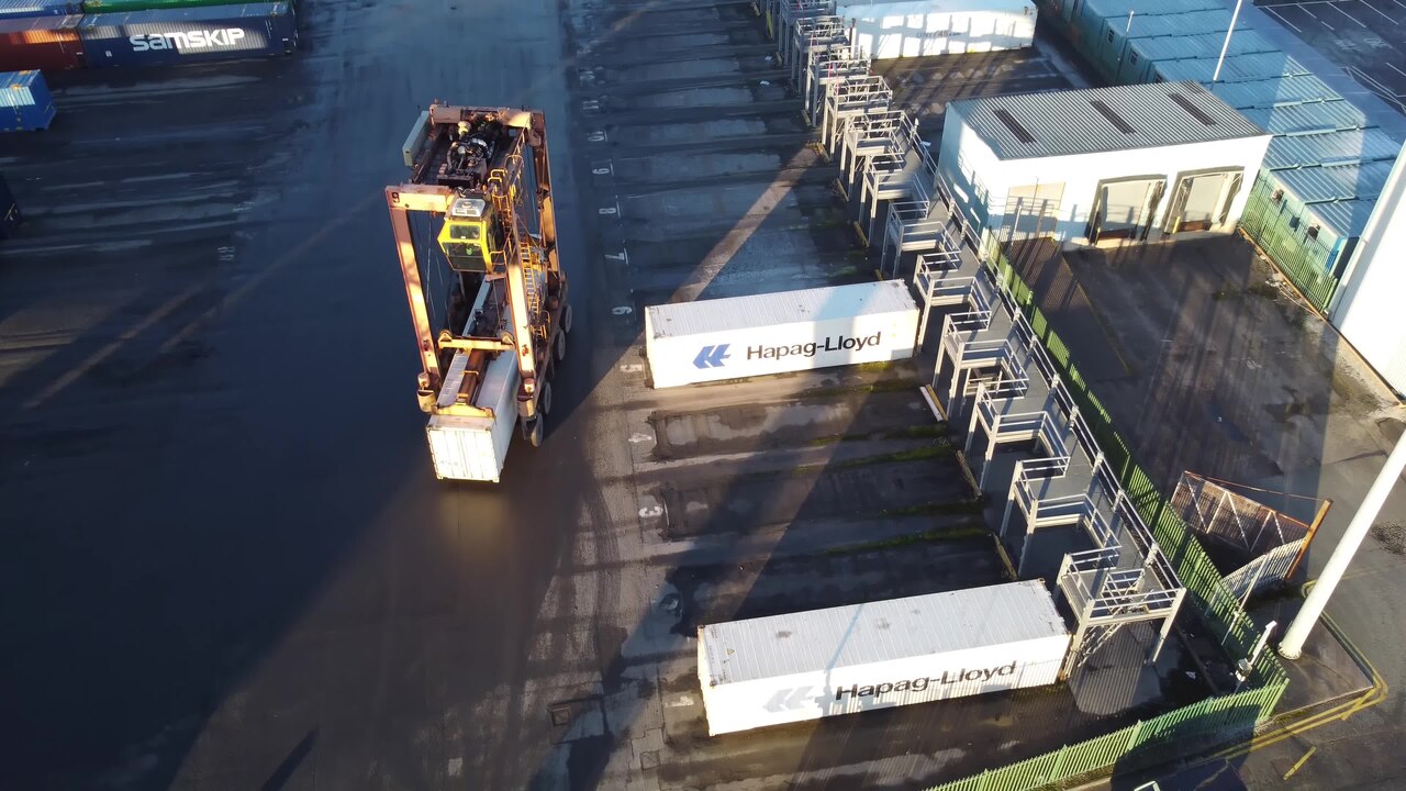 container port with cranes - illustrative