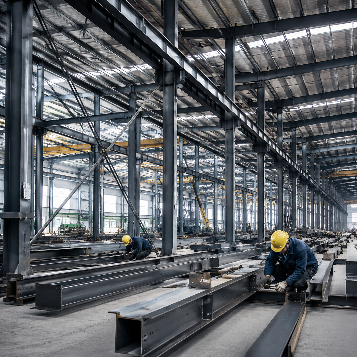 prefabricated steel workshop assembly