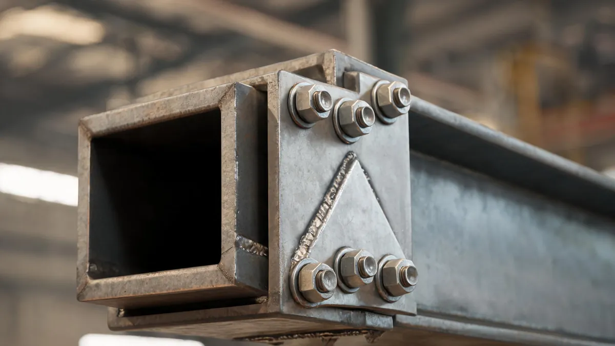 Bolted end plate connection between two rectangular hollow section steel members